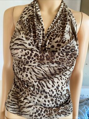 wild fable Brown & Beige Leopard Print Halter Camisole